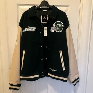 Abercrombie & Fitch New York Jets Varsity Bomber Jacket Men’s Size XXL - NWT